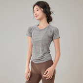 岚纹速干运动短袖 普拉提瑜伽服专业跑步弹力健身上衣T恤夏 女修身