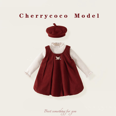 CHERRYCOCO女童连衣裙秋冬装2025新款洋气儿童公主裙加绒裙子冬季
