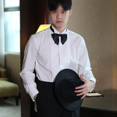 英伦礼服折叠门襟衬衣 白衬衣男士 法式 翼领宴会新郎伴郎结婚正式