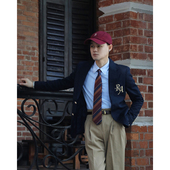 IVY学院风金扣布雷泽英式 外套 西装 字母刺绣西服 复古常春藤修身