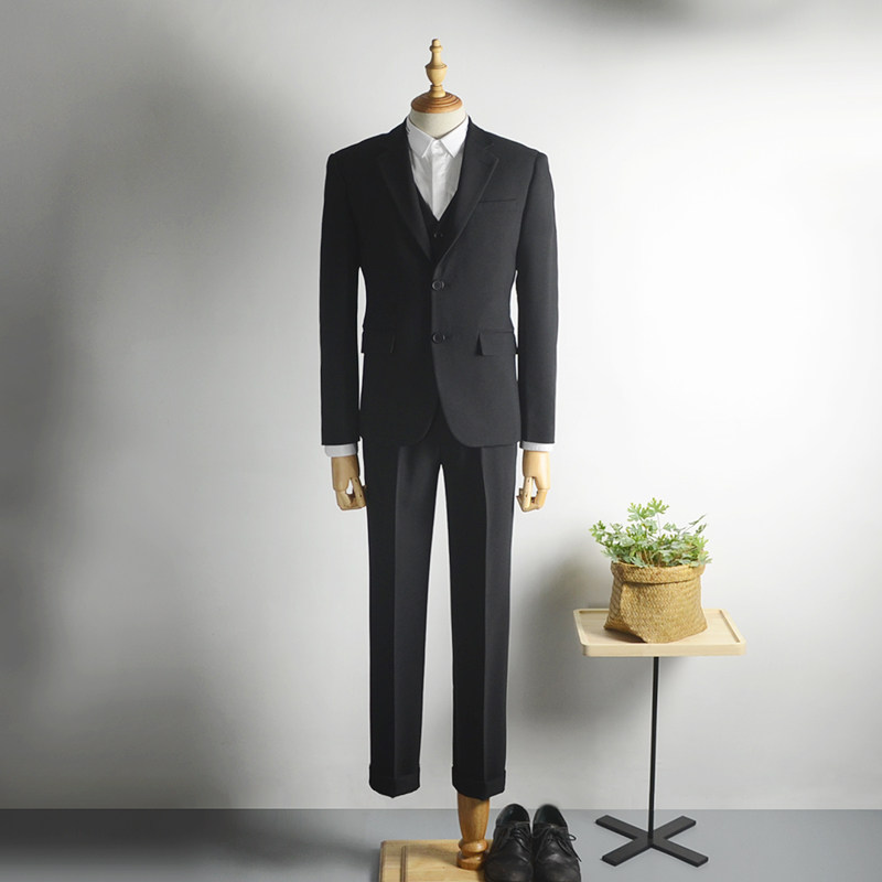 BIGGEZI 韩版黑色三件套 结婚/上班/日常 经典修身轻商务西服套装