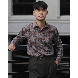 花衬衫 复古英伦日常修身 休闲文艺雅痞怀旧腰果花免烫抗皱免烫长袖