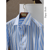 三色 意式 优雅绅士宽条纹 含棉修身 透气浪漫清新休闲一片领衬衫