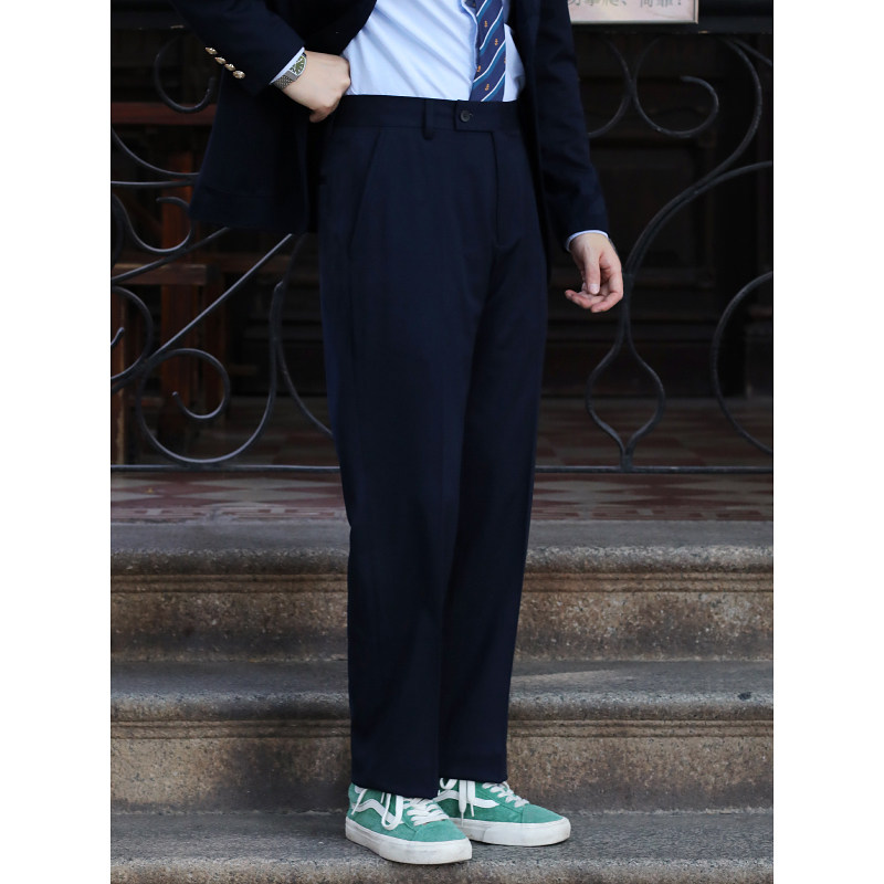 英伦复古中腰简约瘦腿西装裤商务休闲日常上班修身抗皱小直筒西裤