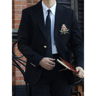 IVY学院风布雷泽英伦刺绣徽章西服 美式复古常春藤修身西装外套