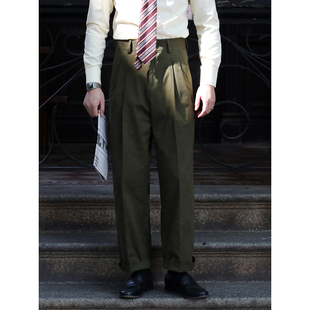 style高腰宽松透气直筒长裤 常春藤ivy 美式 复古学院风棉布休闲裤