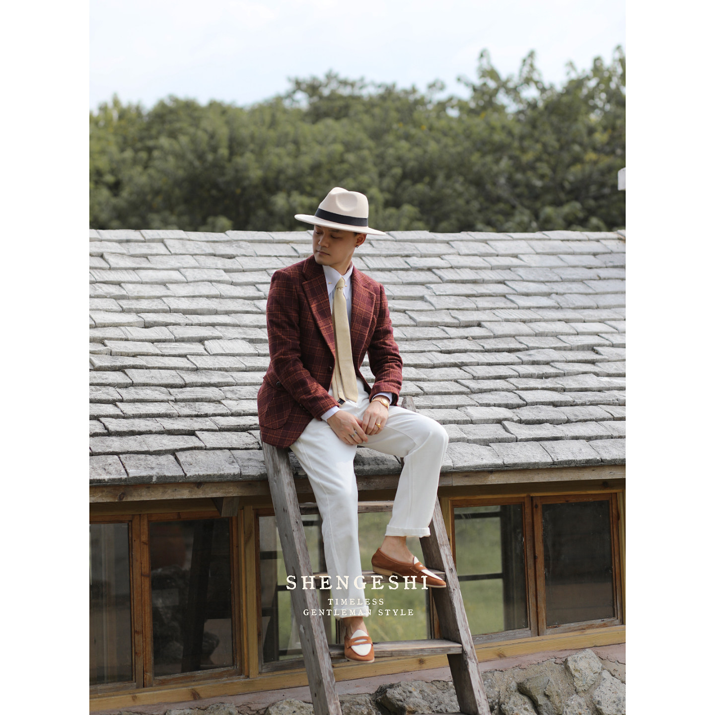 英伦羊毛粗花呢优雅老钱风结婚度假修身西服复古浪漫毛呢西装外套