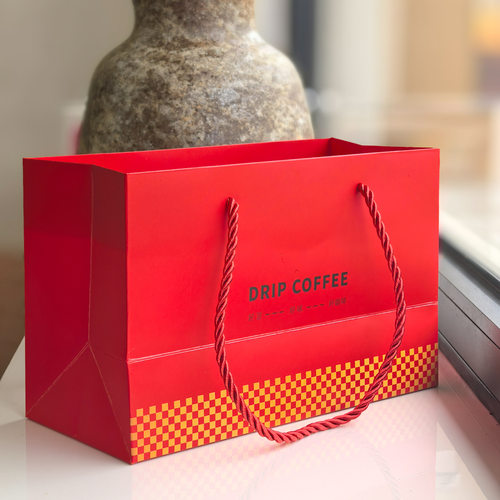 50只新年红色咖啡盒手新年手提袋 drip coffee红色喜庆节日手提袋