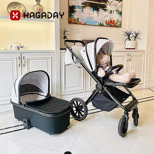 Hagaday哈卡达E90婴儿推车可坐可躺双向折叠高景观新生儿宝宝睡篮