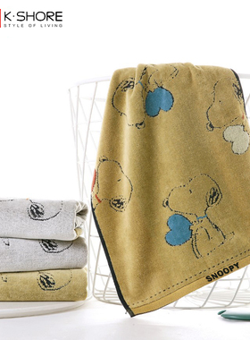 金号史努比毛巾纯棉提缎柔软吸水灰色黄色成人男女情侣家用洗脸巾