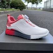 旋钮锁扣户外休闲运动鞋 外贸撤柜女鞋 潮真皮高尔夫鞋 健步舒适简约