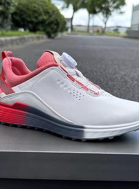 外贸撤柜女鞋潮真皮高尔夫鞋旋钮锁扣户外休闲运动鞋健步舒适简约