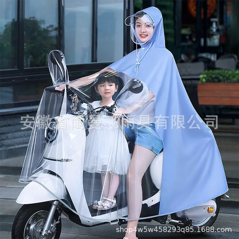 雨衣电动车双人母子新式女亲子全身防暴雨电瓶摩托车透明雨披