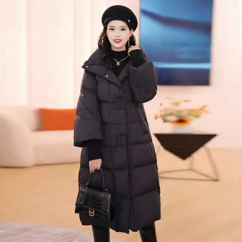 2025年新款棉服女冬中长款韩版宽松棉衣加厚保暖设计感洋气棉服潮