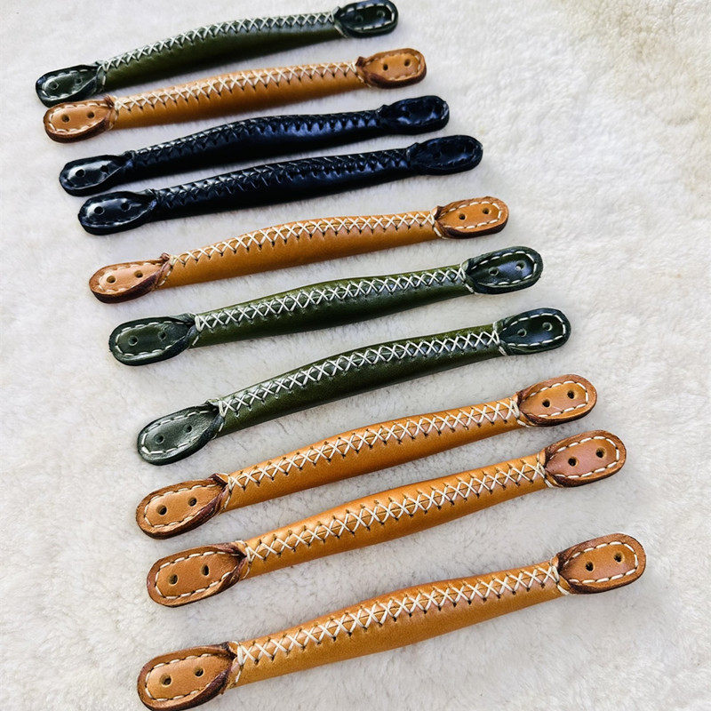 提手木盒木箱提手头层牛皮真皮料油蜡皮手工拉手把手配件衣柜拉手