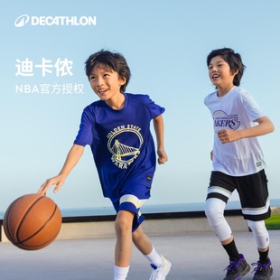 T恤湖人篮球户外速干透气舒适IVO3 迪卡侬NBA官方儿童运动短袖 短裤