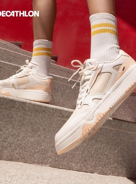 迪卡侬板鞋真皮保暖柔软女CJ80低帮经典学生运动休闲小白鞋IVX2