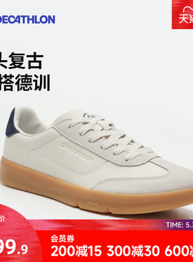 迪卡侬德训鞋女春夏复古韩系简约T头经典厚底增高休闲鞋透气RFA2