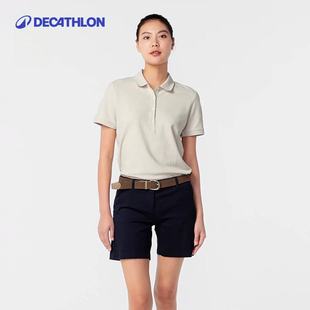 迪卡侬polo衫 休闲tshirt官方SAG2 女短袖 T恤女高尔夫运动上衣修身