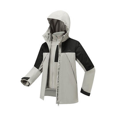 迪卡侬儿童秋冬三合一摇粒绒保暖棉服男童女童可防风防水外套KIDS