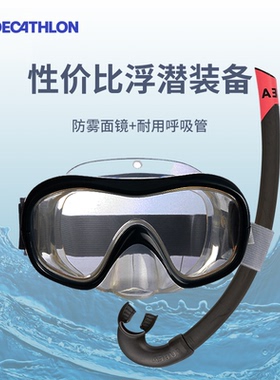 迪卡侬浮潜用品装备设备潜水镜儿童呼吸器游泳镜面镜面罩面具IVS2
