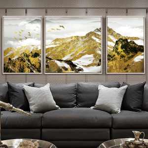 佳音 新中式群山客厅装饰画公司壁画沙发背景墙画挂画背有