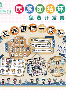 幼儿园56个民族团结一家亲爱国主题文化墙环创黑板报教室装饰墙贴