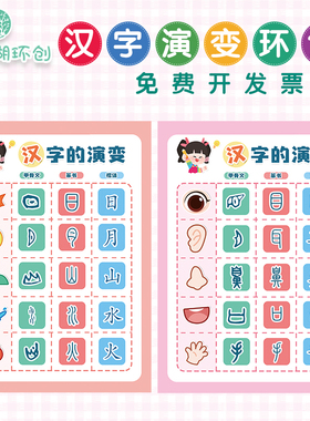幼儿园汉字的演变环创语言区墙贴