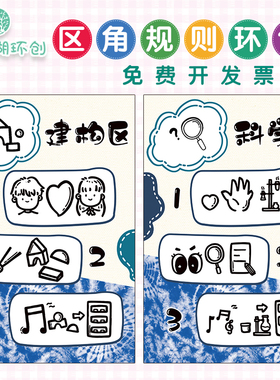 幼儿园扎染风格区角国风环创贴纸
