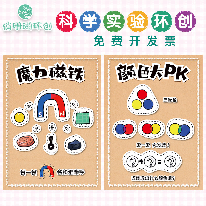 幼儿园科学益智区主题教育环创步骤操作流程贴纸魔力磁铁墙贴材料