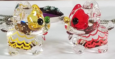 奥地利dancing传统舞狮一对摆件