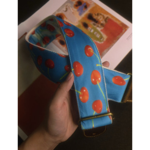 【原创】Loudspeaker千禧梦核樱桃 意大利皮革工艺古早吉他背带