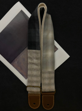【原创】Loudspeaker 意大利皮革工艺手工灰色系拼布吉他背带