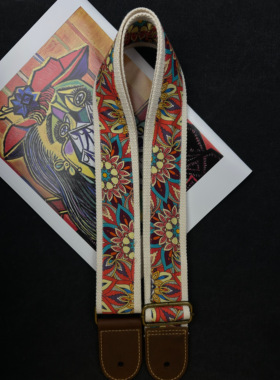 【原创】Loudspeaker以太之花 意大利皮革工艺花纹艺术感吉他背带