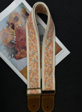 【原创】Loudspeaker花园蜜语 意大利皮革工艺碎花艺术吉他背带