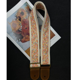 【原创】Loudspeaker花园蜜语 意大利皮革工艺碎花艺术吉他背带