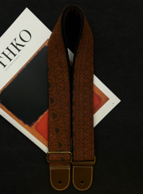 【原创】Loudspeaker 意大利皮革工艺嬉皮士不规则做旧吉他背带