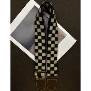 【原创】Loudspeaker阈格 意大利皮革工艺经典棋盘格毛呢吉他背带