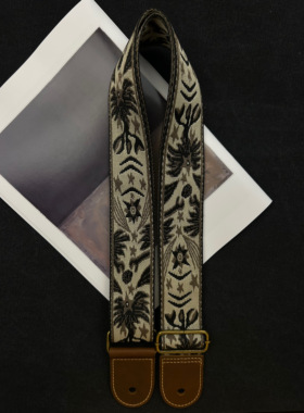 【原创】Loudspeaker蚀星 意大利皮革工艺暗黑系刺绣图腾吉他背带