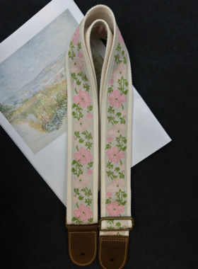 【原创】Loudspeaker 意大利皮革工艺复古花纹艺术感刺绣吉他背带