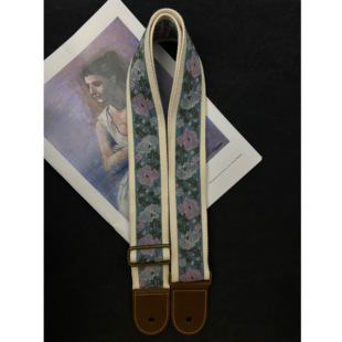 【原创】Loudspeaker蓝色多瑙河 意大利皮革工艺复古花纹吉他背带