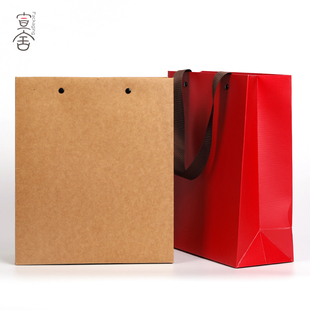 牛皮纸加厚空白通用手提袋白卡纸礼品袋茶叶包装通用彩色宽绳提兜