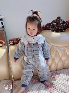 婴格朗迪诗彤贝尔厚棉爬服过冬棉服连体哈衣外出服90/70-100/75