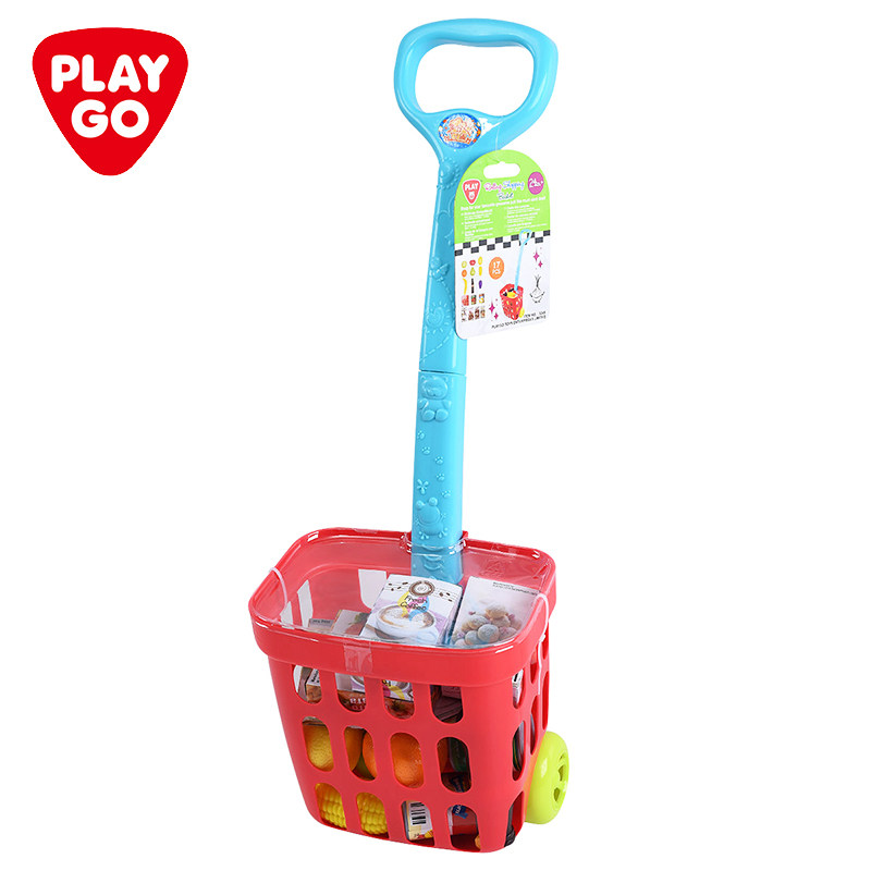 playgo贝乐高水果拖拉车超市手推车宝宝购物车儿童仿真过家家玩具