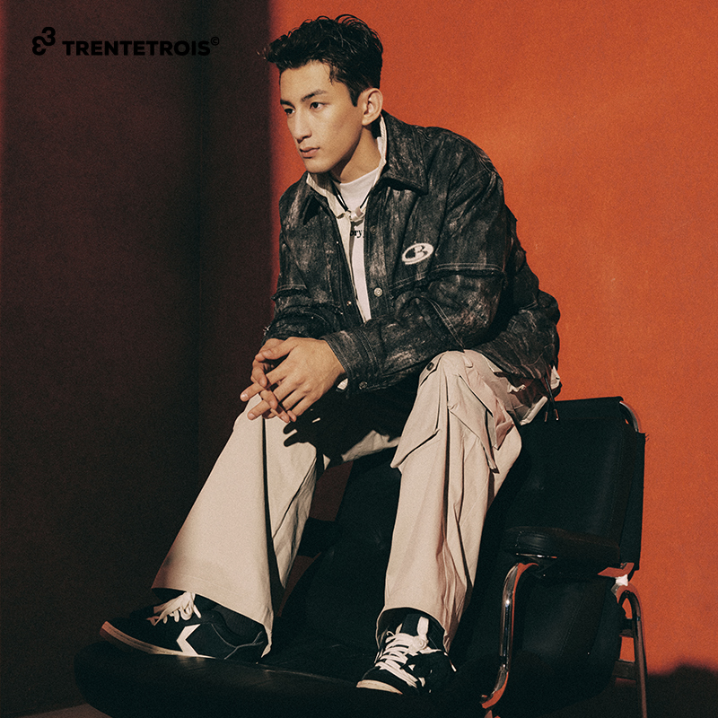 33潮牌美式复古翻领羽绒服男做旧水洗牛仔面料羽绒外套