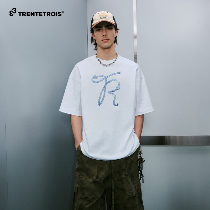 33潮牌短袖T恤宽松国潮夏季新款休闲绣花短袖T恤