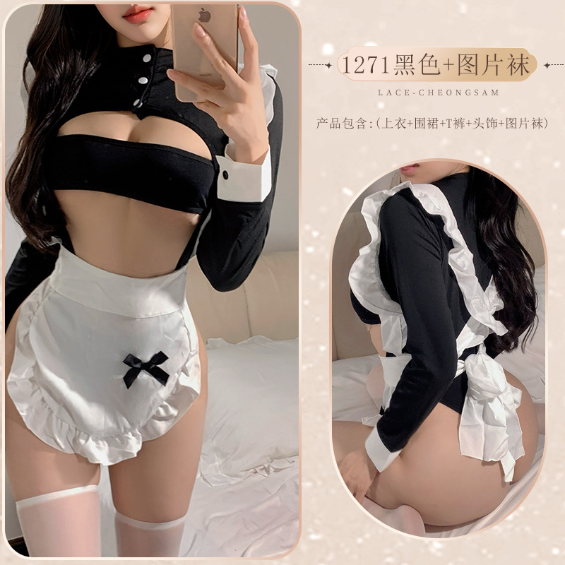 二次元日系辣妹性感女仆cos制服套装睡衣裙可爱内衣纯欲风qqny