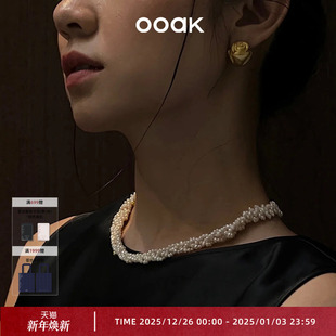 OOAK玫瑰花环珍珠编织项链时尚 多戴百 小众复古一款