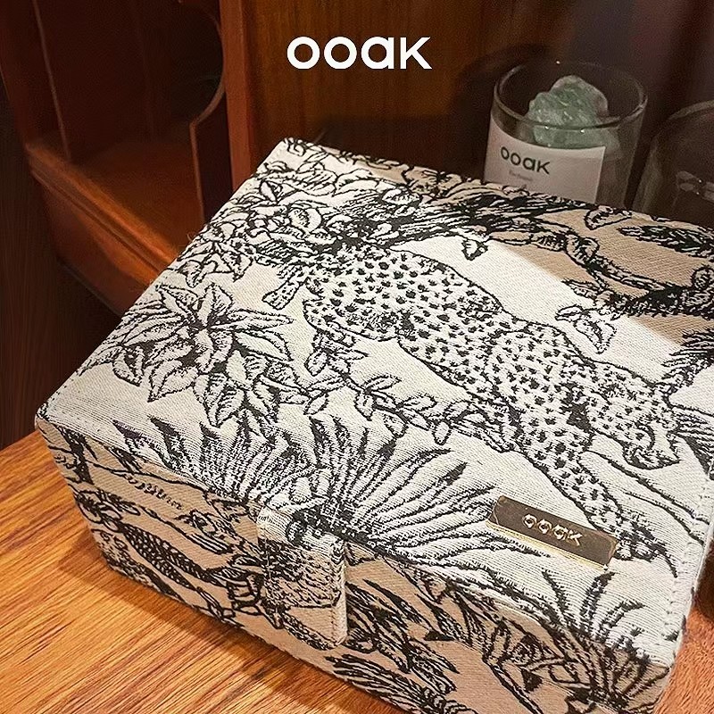 OOAK界格复古提花撞色双层收纳双层复古精致多层轻奢简约首饰盒