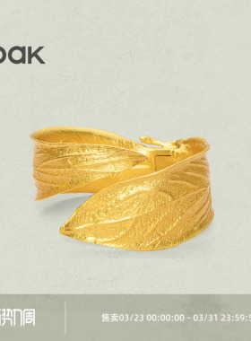 OOAK活山系列月桂叶开口吸睛原创手镯气质秋冬手镯节日礼物